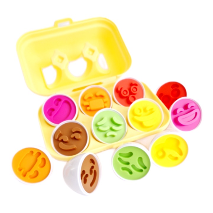 Комплект от 6 яйца за сортиране и асоцииране на форми и цветове, 16x11.5x7 см