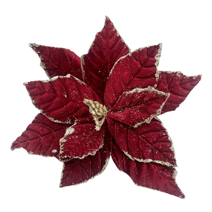 Ornament brad, Craciunita, BELLA, Burgundy/ Auriu, 25cm