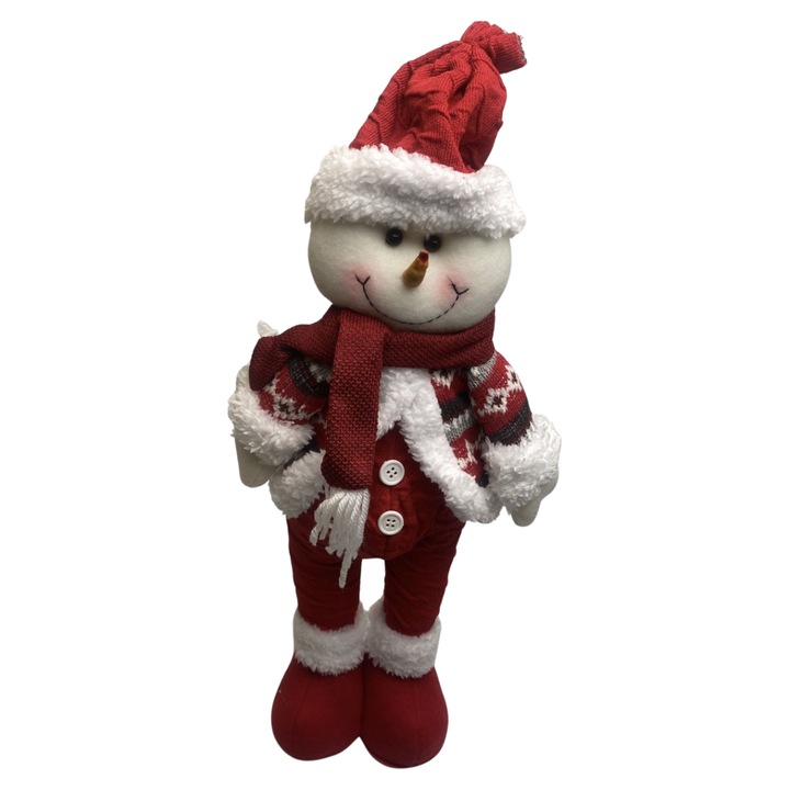 Decoratiune de Craciun, model Om de Zapada, 45 cm, material textil moale, Rosu