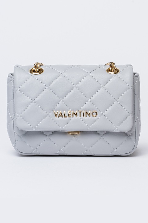Valentino Bags, Geanta crossbody din piele ecologica cu aspect matlasat Ocarina, Gri deschis