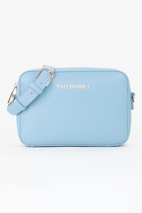 Valentino Bags, Чанта през рамо Alexia от еко кожа с метално лого, Ледено синьо