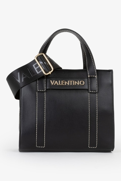 Valentino Bags, Műbőr válltáska kontrasztos varrással, Fekete