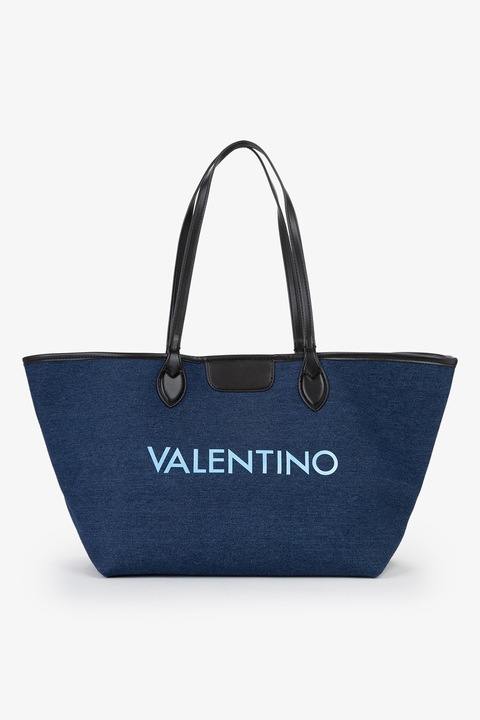 Valentino Bags, Шопинг чанта с лого, Меланж тъмно син