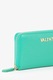 Valentino Bags, Portofel de piele ecologica cu fermoar si aplicatie logo metalica Divina, Turcoaz