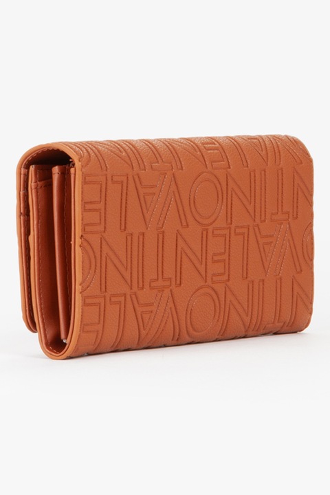 Valentino Bags, Portofel de piele ecologica cu clapa si model monograma Pansy, Caramel