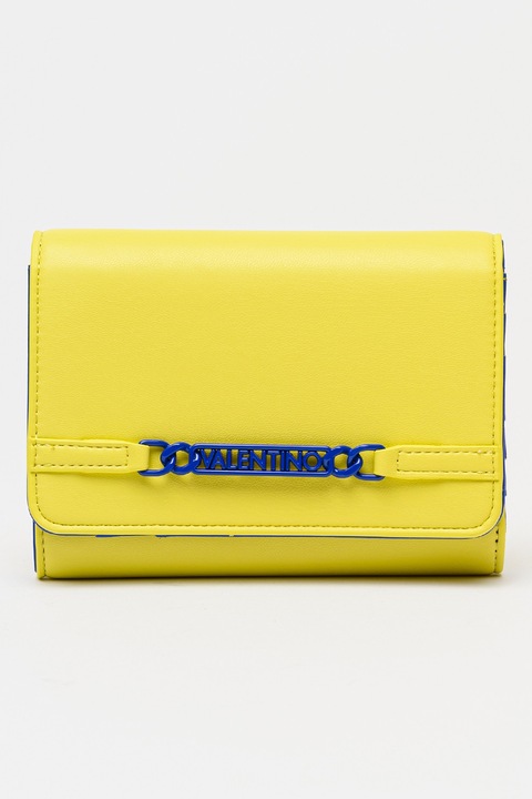 Valentino Bags, Portofel pliabil de piele ecologica, Galben pai