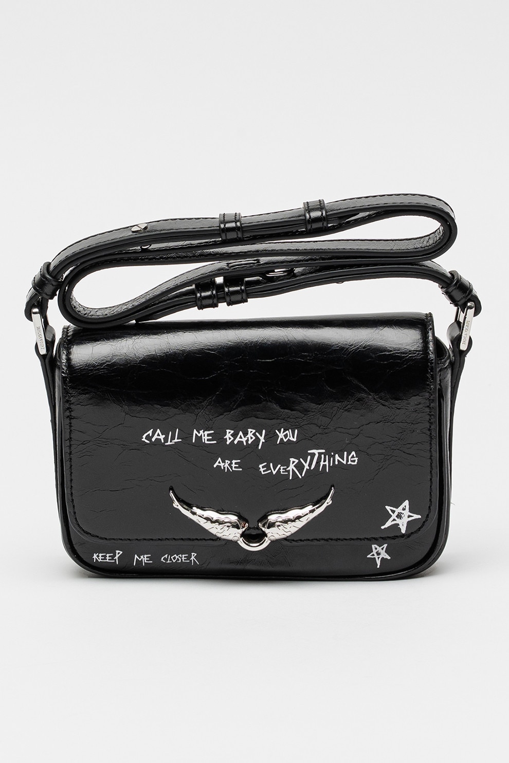 バック Zadig & Voltaire, Geanta crossbody de piele Le Zazi, Alb, Negru