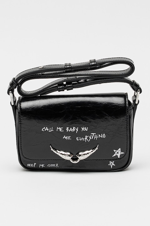 Zadig & Voltaire, Geanta crossbody de piele Le Zazi, Alb, Negru