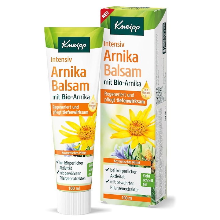 Balsam intensiv cu arnica si ulei de migdale, revitalizant si regenerant, pentru regenerarea muschilor si articulatiilor, Kneipp, 100 ml