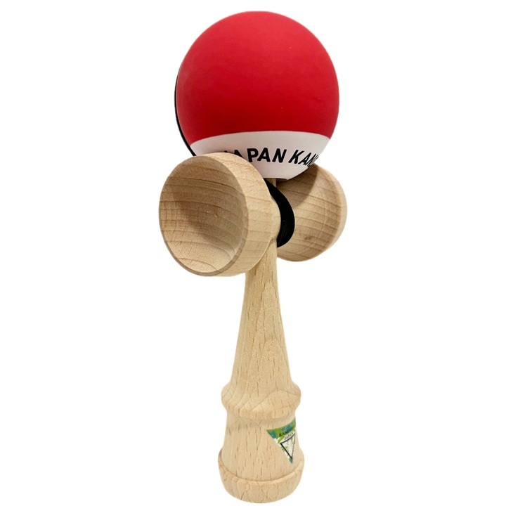 Kendama rosu cu grip din cauciuc, ata lunga, 3-14 ani, lemn