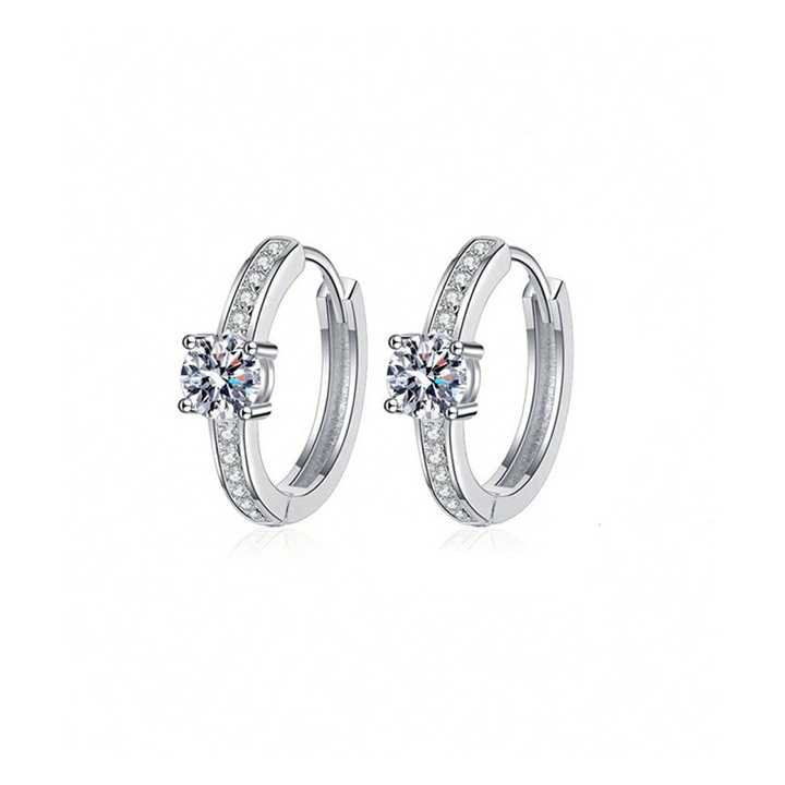 Cercei cerc clasici din argint 925 cu diamante moissanite, 2x1, 75cm