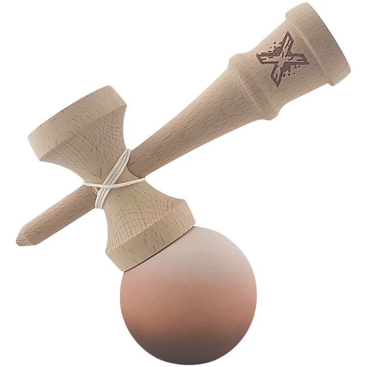 Kendama X, 18 cm, Maro/Bej/Roz, Lemn Natural, Profesionala