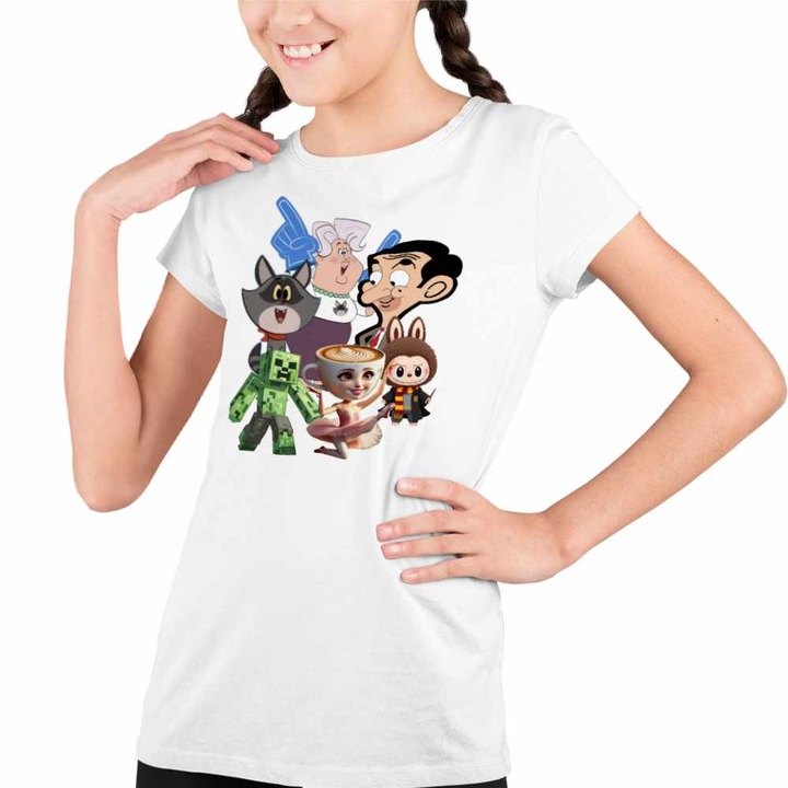 Tricou Copii Fete Taffy Mr Bean Creeper Balerina Labubu Harry Potter, Fehér