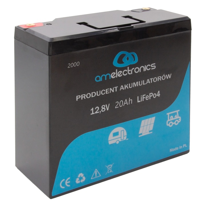 Акумулатор 12,8V 20Ah LiFePO4, 18x7,5x16,9см