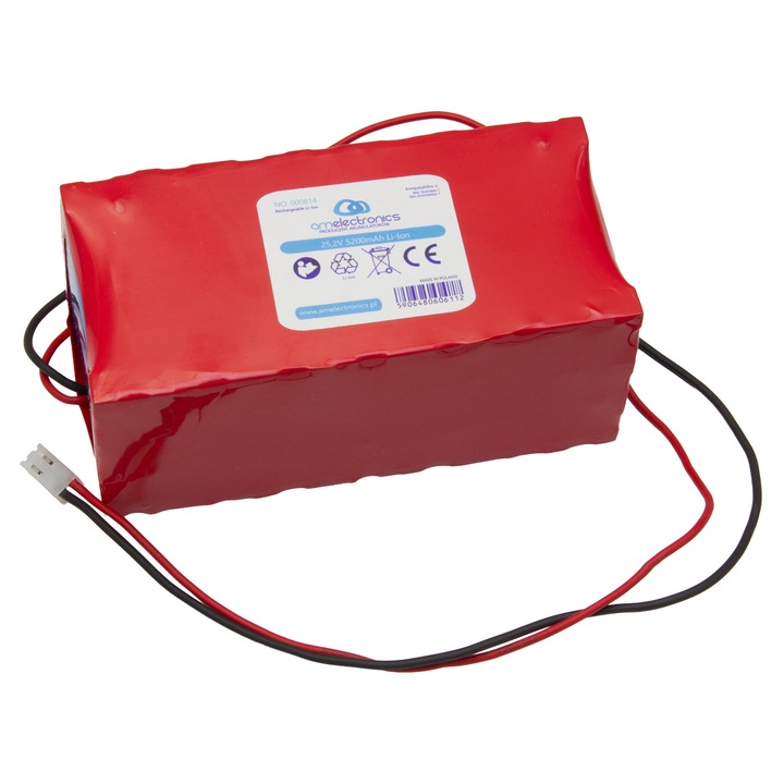 Acumulator AM Electronics 25,2V 5,2Ah Li-Ion pentru robot cositor NAC RLM1800-T, dimensiuni 154x74x64mm