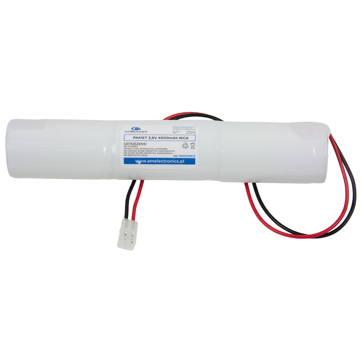 Pachet acumulatori 3,6V 4000mAh Ni-Cd pentru lampa de urgenta, AM Electronics, 13,5x2,3cm