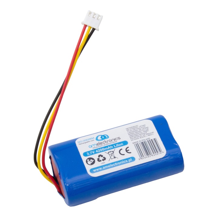 Acumulator Li-ion 3,7V 4200mAh AM Electronics pentru masazere, jucarii, echipamente electronice, conector 3-pin