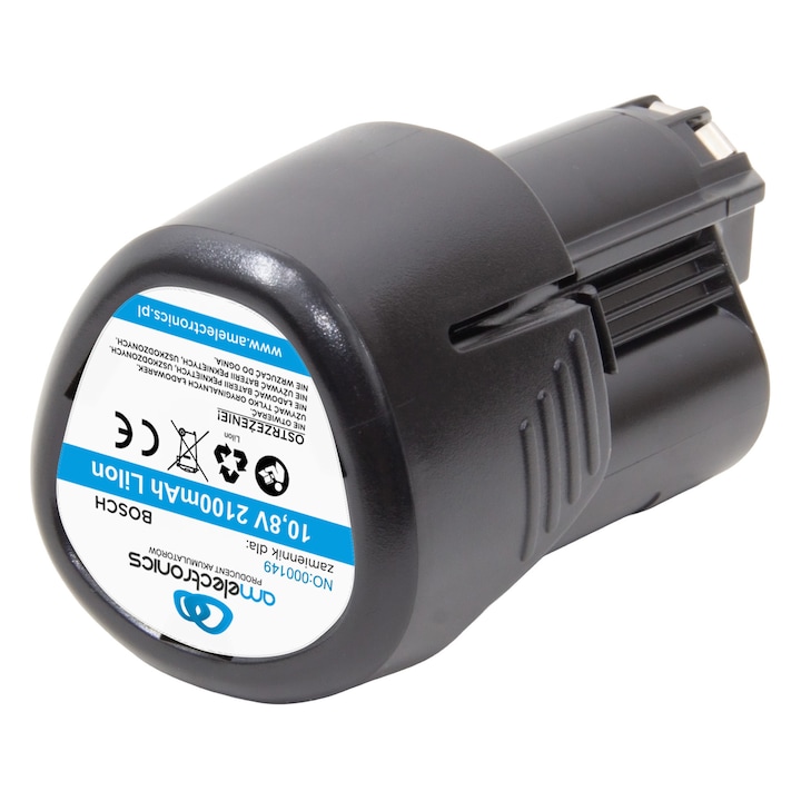Acumulator Li-Ion 10,8V 2.1Ah AM Electronics, compatibil cu scule Bosch, protectie la suprasarcina, senzor termic