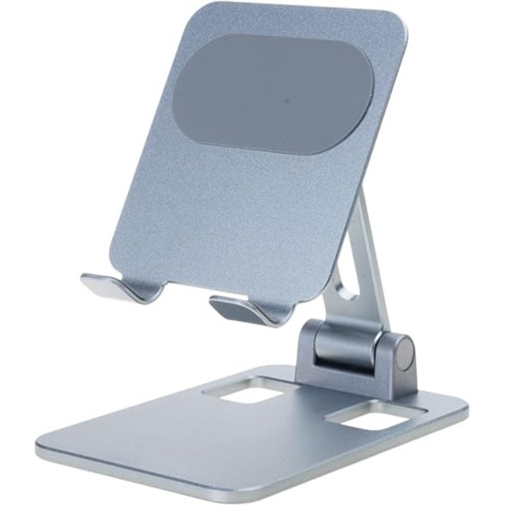 Suport tableta si telefon mobil, reglabil, portabil si ergonomic, compatibil cu dispozitive de la 4 la 13 inch, fabricat din aliaj de aluminiu, inchis