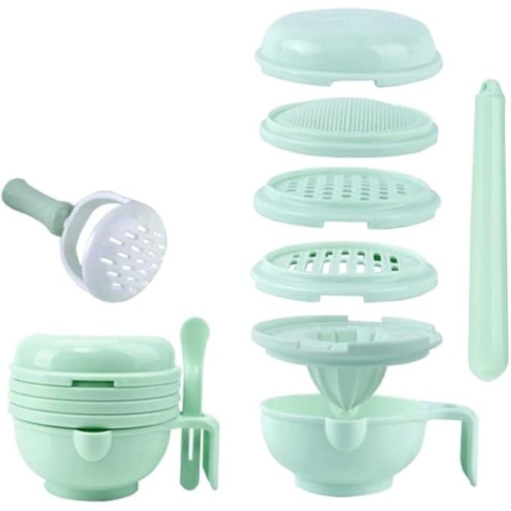 Set manual de macinat alimente pentru bebelusi, 4 filtre interschimbabile, PP, usor de utilizat