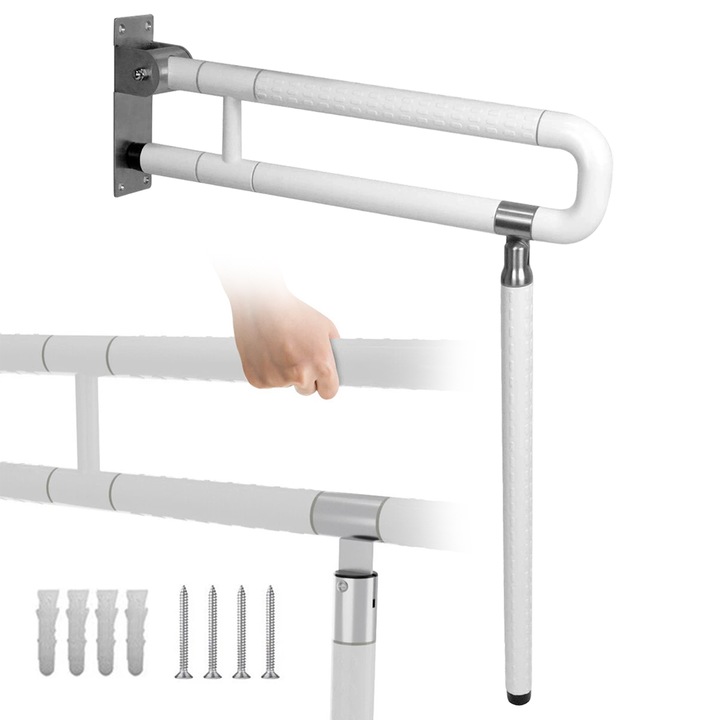 Парапет, Инокс, За Бременни, Възрастни, Хора с Увреждания, Товароносимост 150-200кг, Лесен за Инсталиране, Бял, Монтаж на Стена