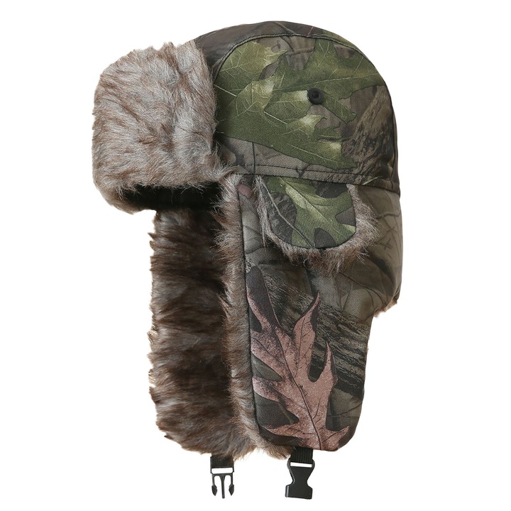 Шапка от изкуствена кожа TRADERPLUS, камуфлажен дизайн, водоустойчива, унисекс, зелена