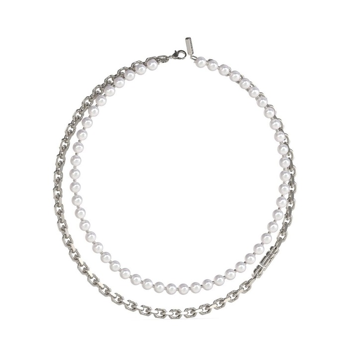 Colier barbati, Guess, JUMN04062JWSTWIT-U, otel inoxidabil, argintiu, 45 cm, incuietoare carabina