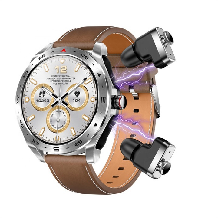 Ceas Smartwatch cu Casti Bluetooth T95 AMYMAT TWS 2-in-1 cu Bratara Smart Incarcare Integrata, Sunet HD, Conectivitate Rapida, Autonomie Extinsa, Design Compact si Portabil, Ideal pentru Muzica, Apeluri si Activitati Sportive