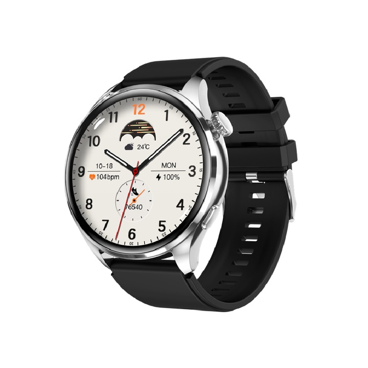 Смарт часовник ZYTEQ, HD екран 1.46 инча, проследяване на сърдечен ритъм и кръвно налягане, сребрист