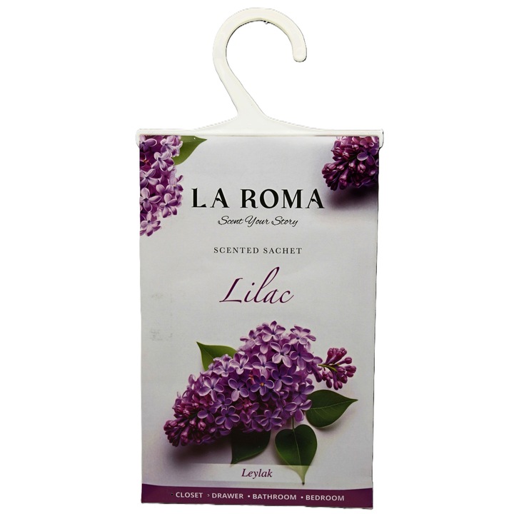 Saculet parfumat La Roma Liliac 26 gr, aroma florala, pentru dulapuri si sertare