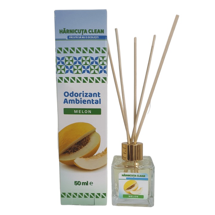 Odorizant cu Betisoare Harnicuta Clean 50ml, Pepene Galben, Fabricat in Romania