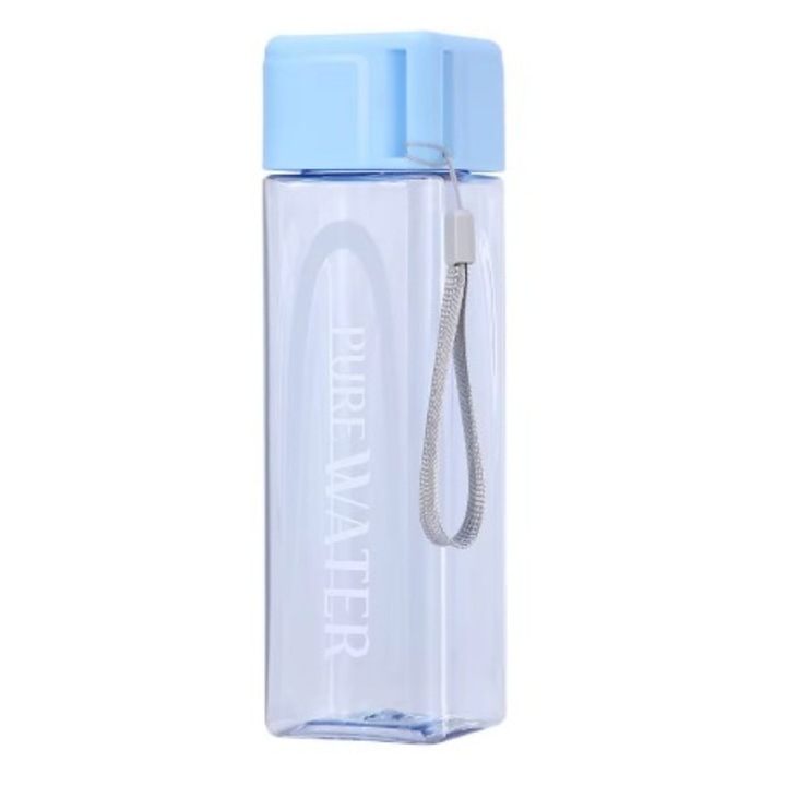 Sticla de apa Pure Breeze 500ml, din plastic, fara BPA, cu maner ergonomic si design transparent