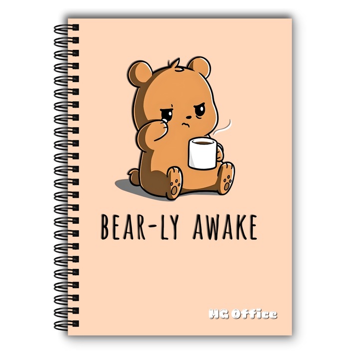 Caiet Dictando A5 80 File MG Office spira neagră, copertă soft, hârtie 80g/mp, culoare Coffee Bear