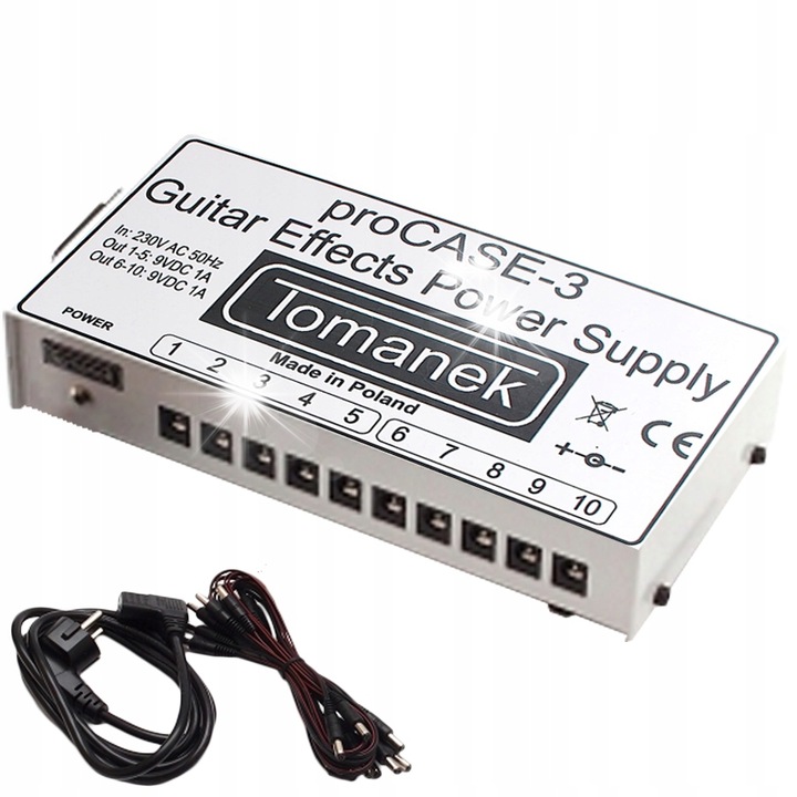 Alimentator Tomanek ProCASE-3 pentru 10 efecte, 9V DC, 190x90x40mm, alb