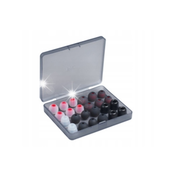 Set dopuri siliconice FiiO HS19, 12 perechi, negru, dimensiuni 93x79x16mm