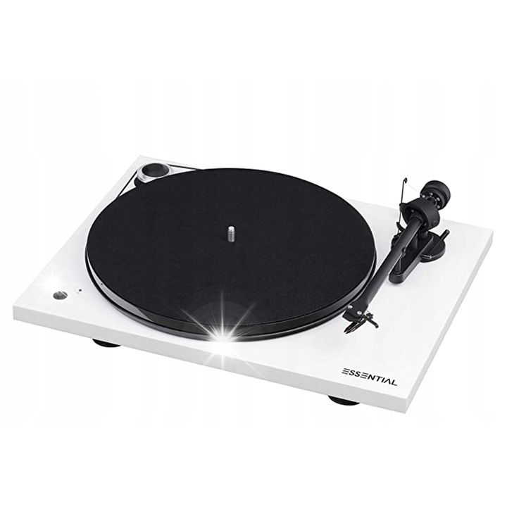 Gramofon Pro-Ject Essential III Recordmaster, alb, cu brat din aluminiu de 8.6", cu cartus Ortofon OM10, 420x112x330mm