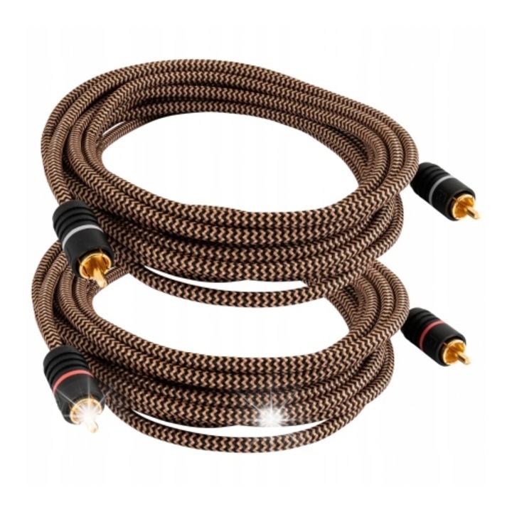 Cablu audio 2xRCA-2xRCA Proson Arctic, 5m, cu mufe placate, protectie PVC