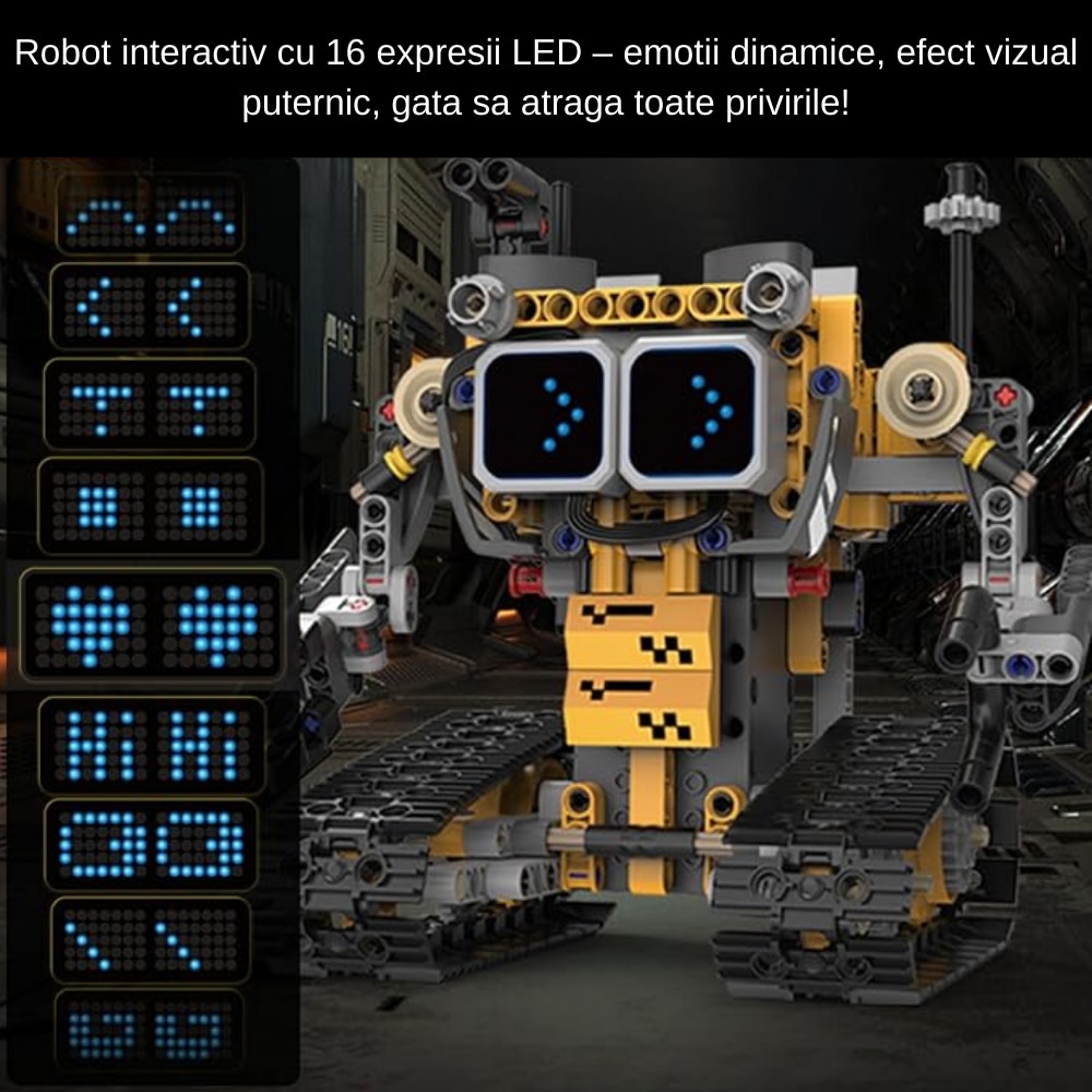 Образователен STEM робот с 16 LED изражения, робот 5 в 1 с приложение и ...