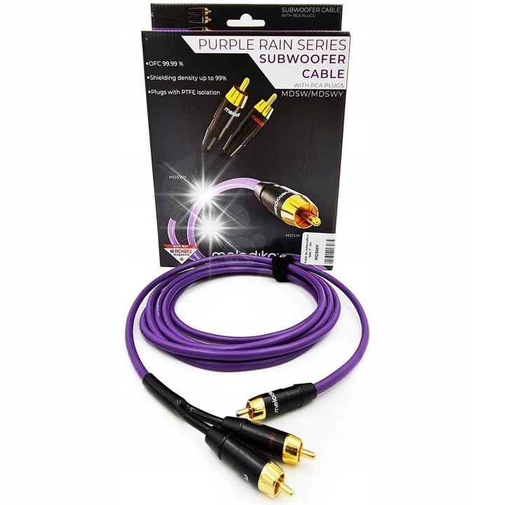 Кабели за субуфер Melodika Purple Rain MDSWY10, 1 RCA - 2 RCA, 1м, виолетов