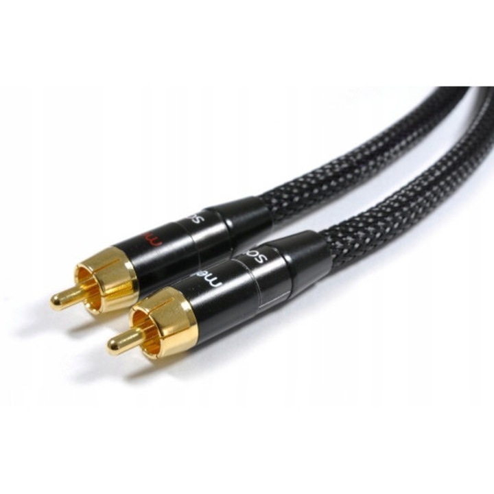 Кабел 2xRCA Melodika MD2RD40 Black Edition, 4 метра, метални, черни