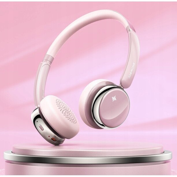 Casti Retro Casti Bluetooth ANC Anytime, roz, 58 ore autonomie, stil retro Y2K ...