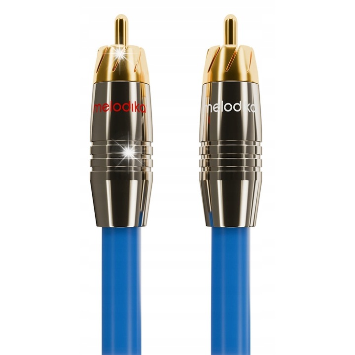 Кабели за свързване 2xRCA - 2xRCA Melodika Sky Blue, 3м, OFC медна жица 99,99%, PE и PVC изолация