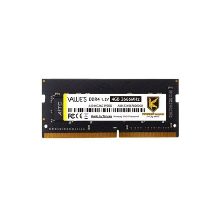 Kingsman 4GB DDR4 2666MHz SODIMM Values, 276217, Memória (notebook)