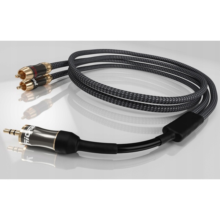 Jack 3.5mm-2RCA audiokábel, Ricable Magnus, 3m, EMI/RFI védelem, 7N réz vezető