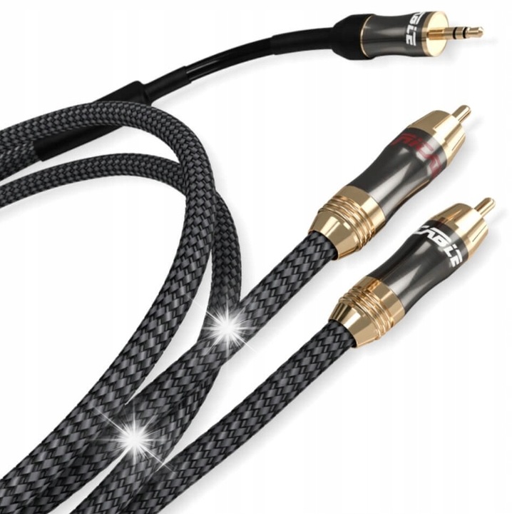 Аудио кабел Jack 3.5mm към 2RCA, Ricable Magnus, 3м, EMI/RFI защита, 7N меден проводник