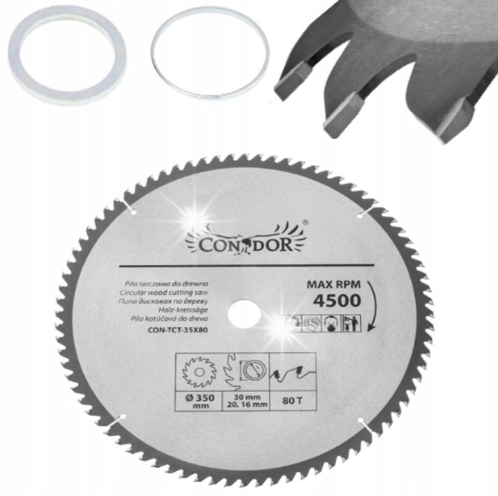 Pila circulara DRL 350x30mm 80T pentru taiere lemn