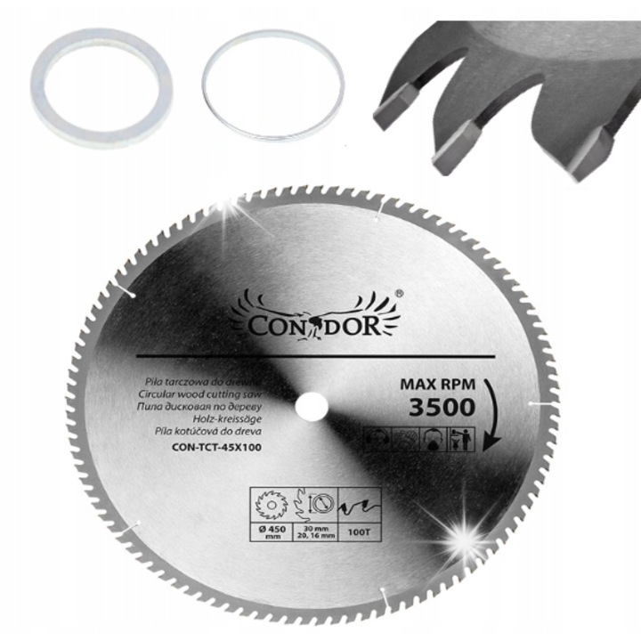 Pila circulara DRL 450x30mm 100T pentru taiere lemn