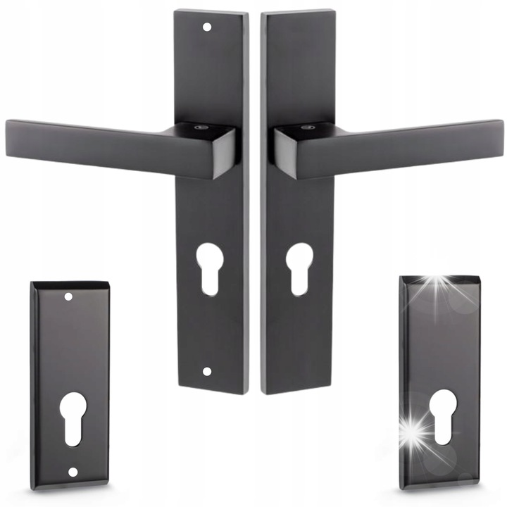 Manere usa exterioara, VITAY, set 2 bucati, negru mat, 72mm, stanga