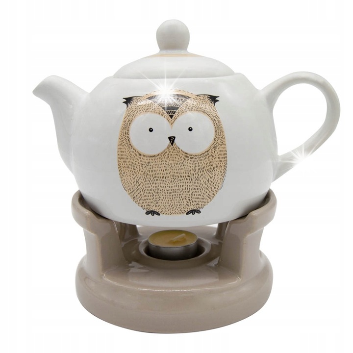 Ceainic cu incalzitor Bella Fiore, 1L, ceramica, design elegant, 13x23x15cm