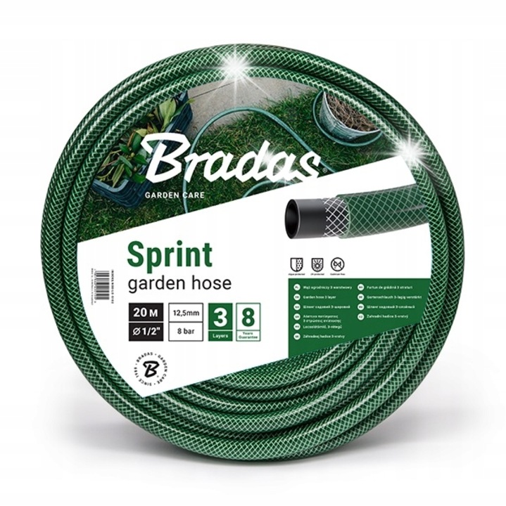 Градински маркуч Bradas Sprint 20м, 3-слоен, устойчив на UV, 1/2"